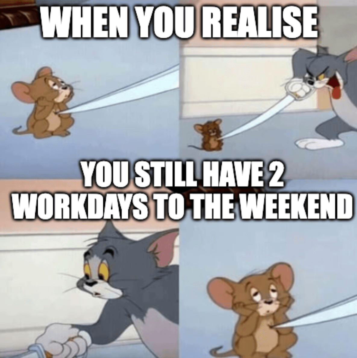 Tom and Jerry making fun of Thursday