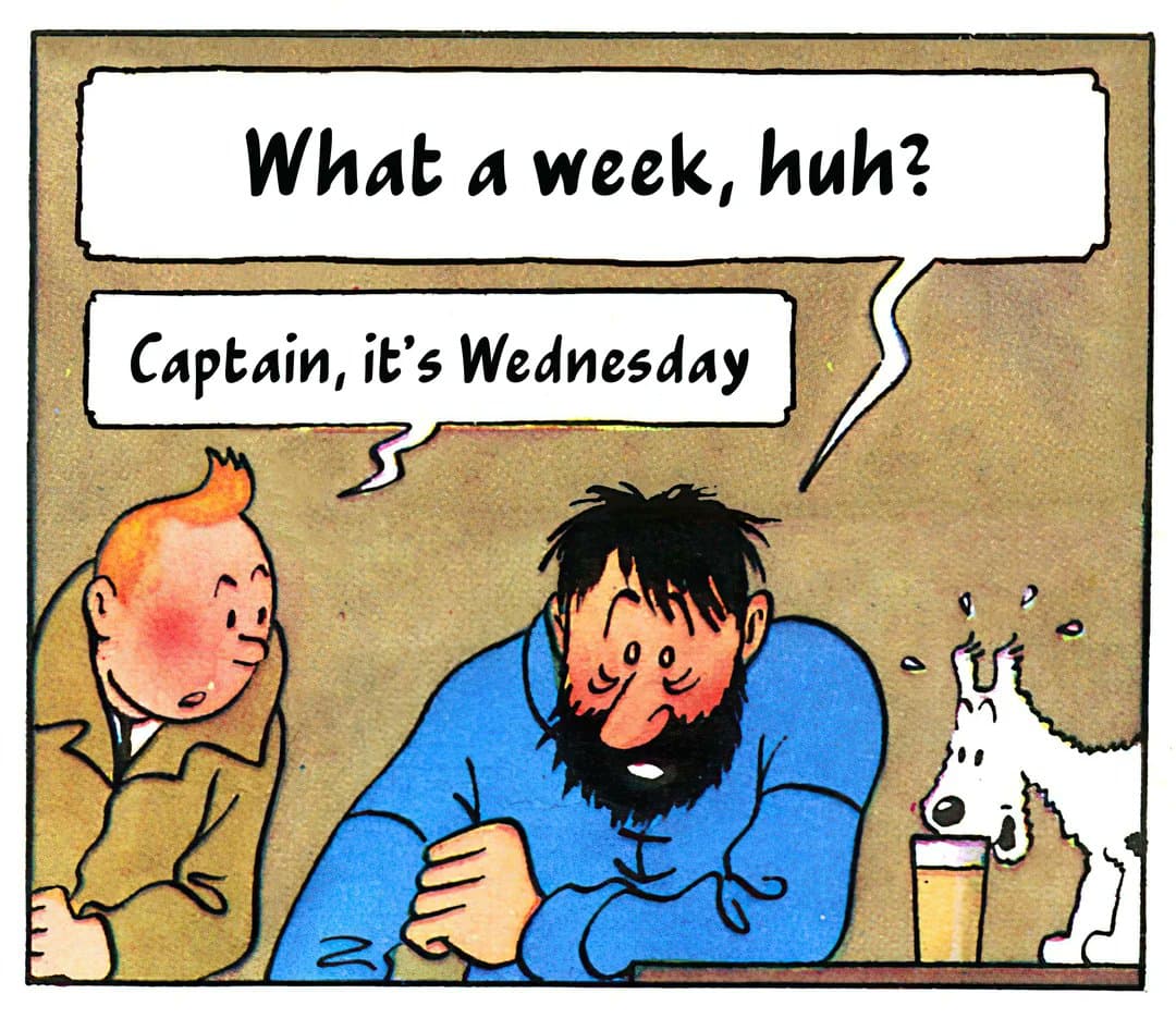 Tintin comic making fun of Wednesday