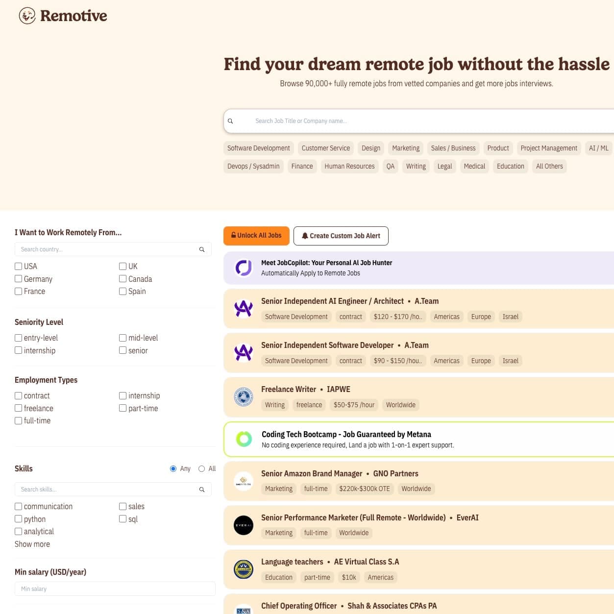 Remotive for talents screenshot