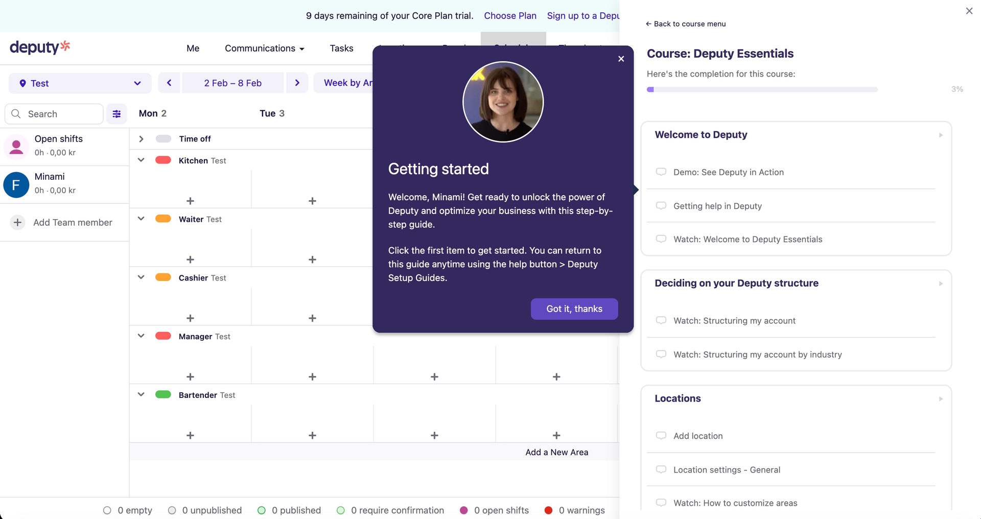 Deputy workforce management platform showing employee scheduling